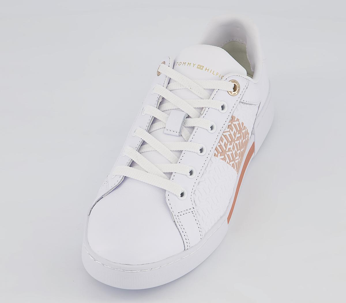 Tommy Hilfiger Monogram Sneakers White Metallic Gold - Women's Trainers