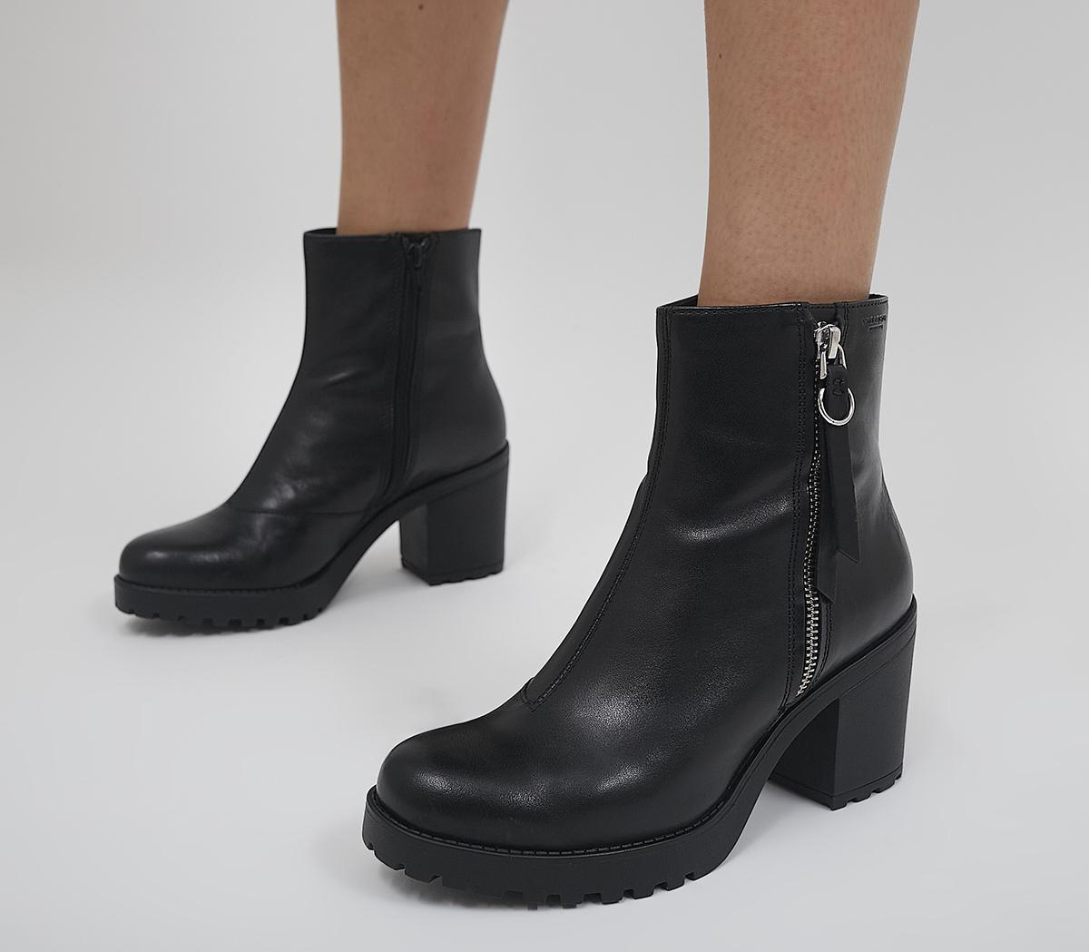dagsorden lav lektier fravær Vagabond Shoemakers Grace Block Heel Zip Boots Black - Women's Ankle Boots