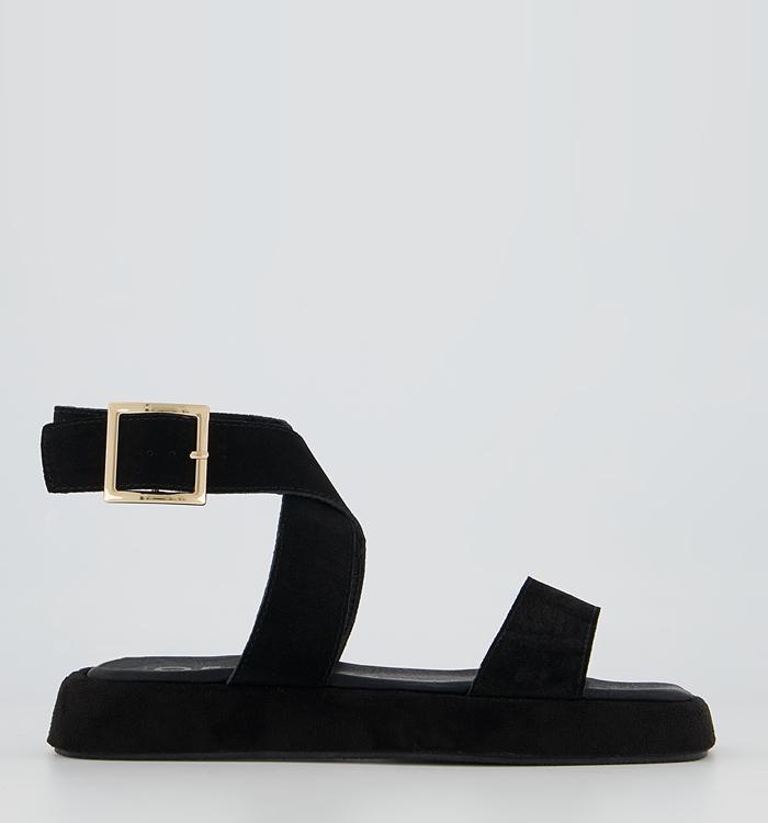 Office Siobhan Square Toe Buckle Sandals Black Suede