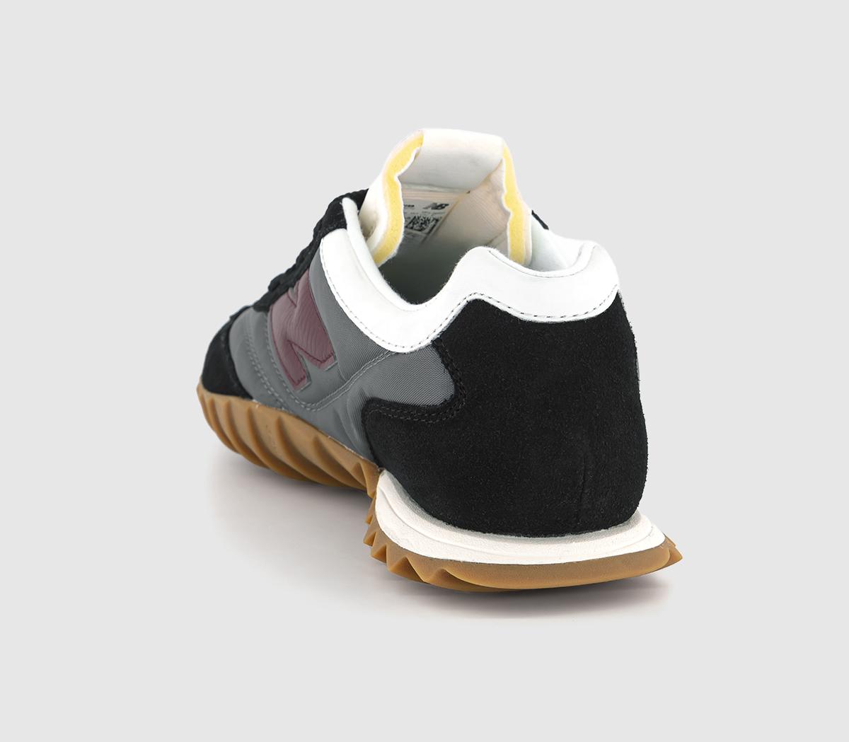 New BalanceRC30 Trainers Castlerock Black Grey Burgundy Gum