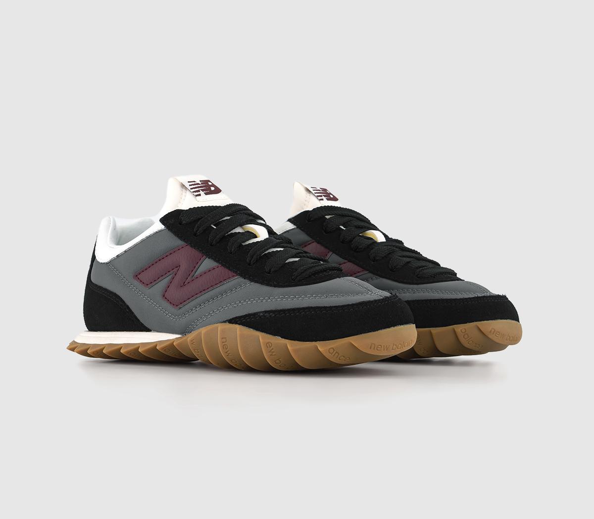 New BalanceRC30 Trainers Castlerock Black Grey Burgundy Gum