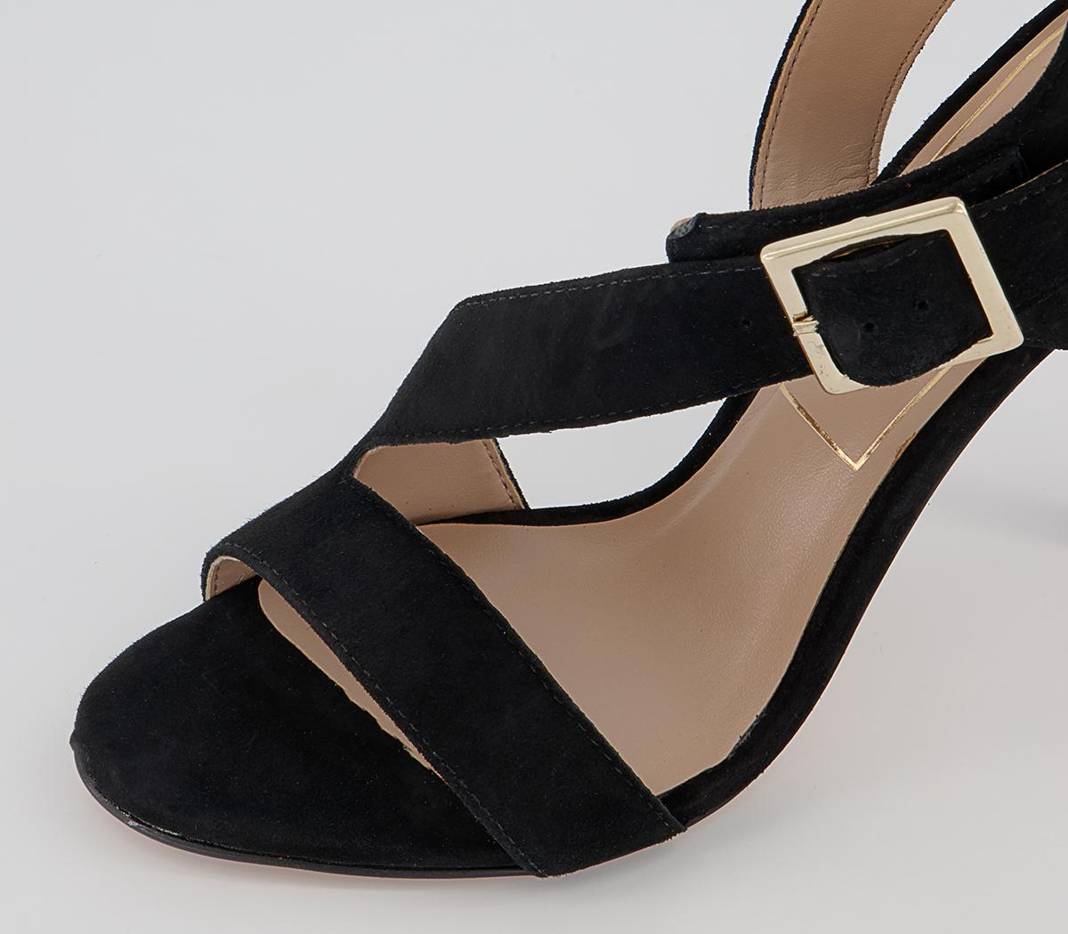 Office Heat Asymmetric Sandals Office Heat Asymmetric Sandals Black Suede