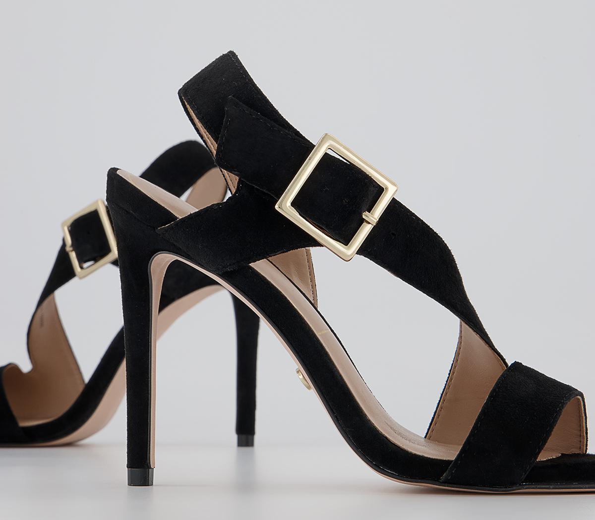 Office Heat Asymmetric Sandals Office Heat Asymmetric Sandals Black Suede