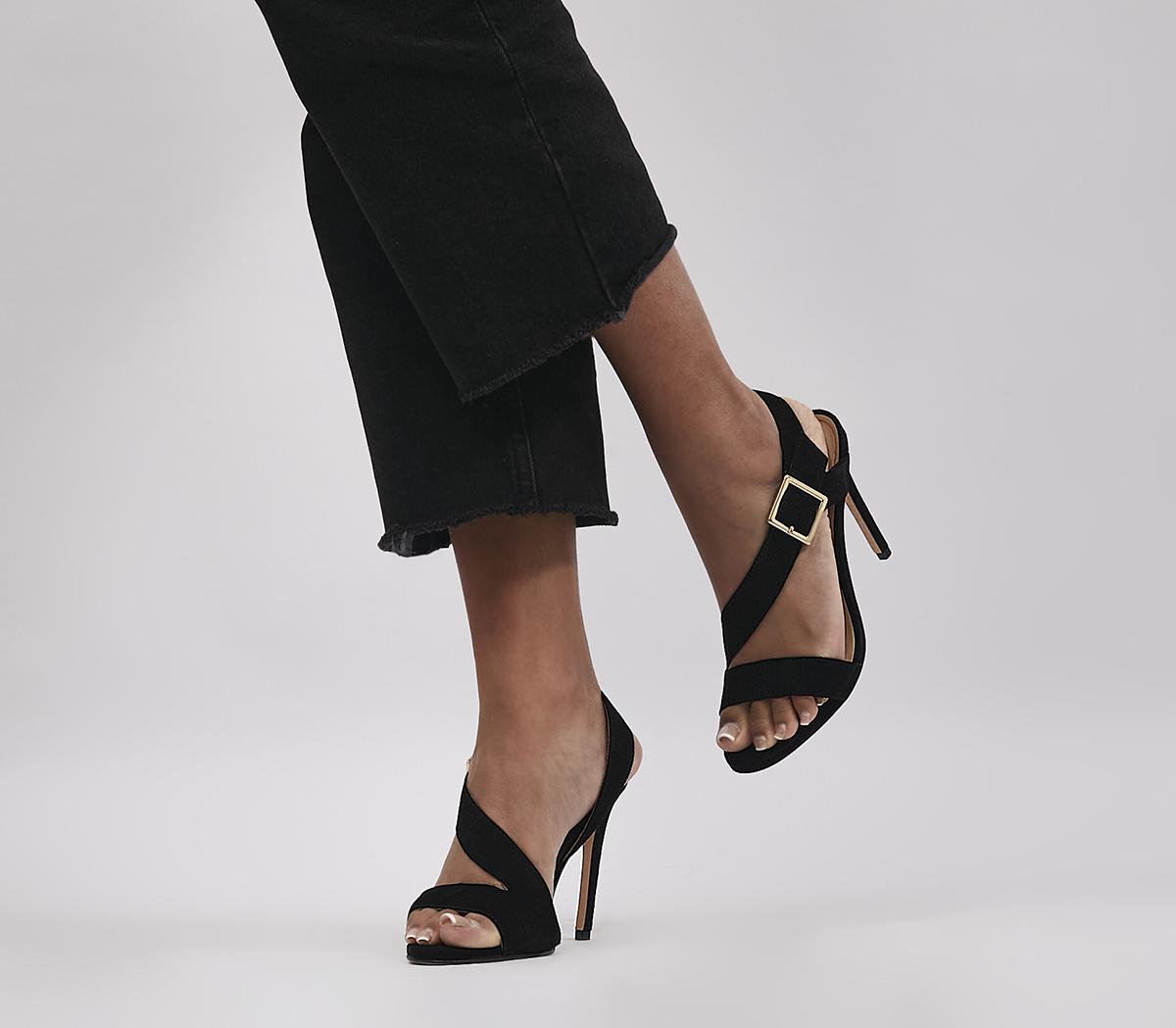 Heat Asymmetric Sandals Black Suede