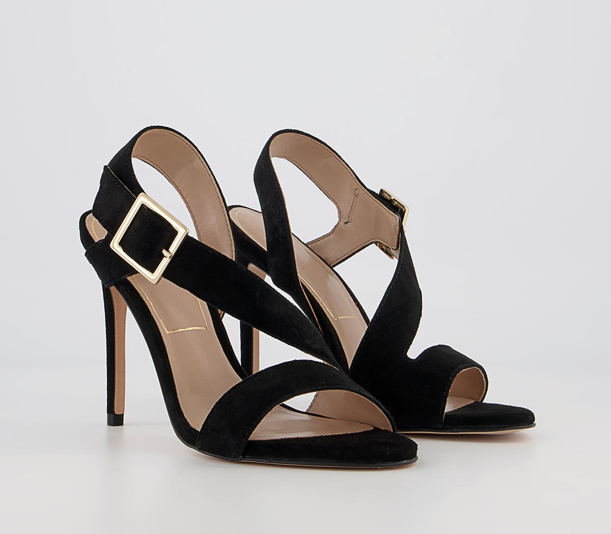Office Heat Asymmetric Sandals Office Heat Asymmetric Sandals Black Suede