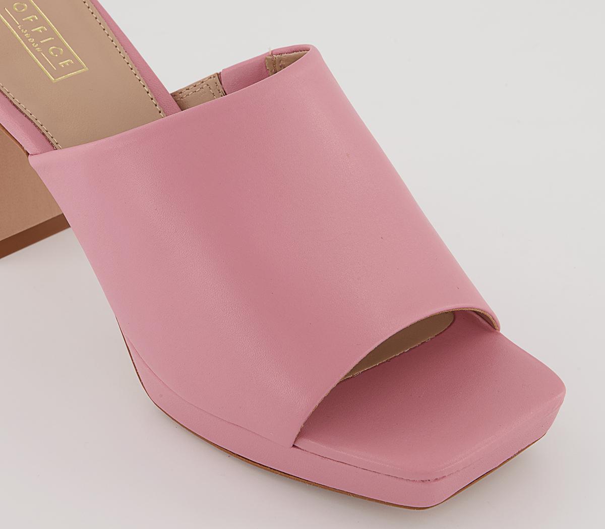 OFFICE Match Maker Platform Mules Pink Leather - Mid Heels