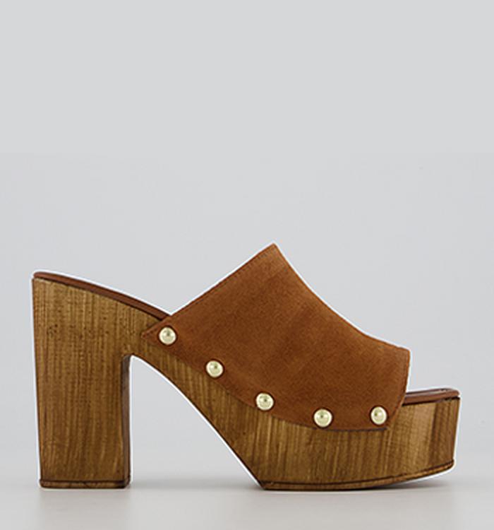 Office Hector High Mule Clogs Tan Suede