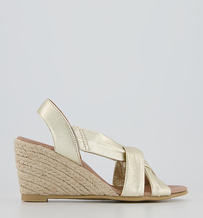 Office Melly Strap Detail Espadrilles Gold Leather