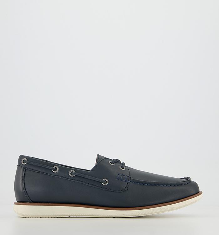 Office Carlow Premium Boat Shoes Navy Leather