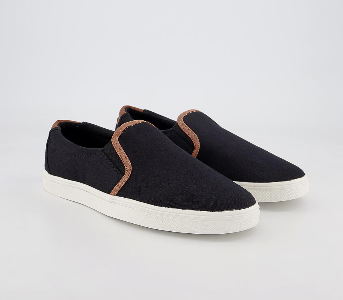 OFFICE Claxton Contrast Binding Slip Ons Black - Men's Casual Shoes
