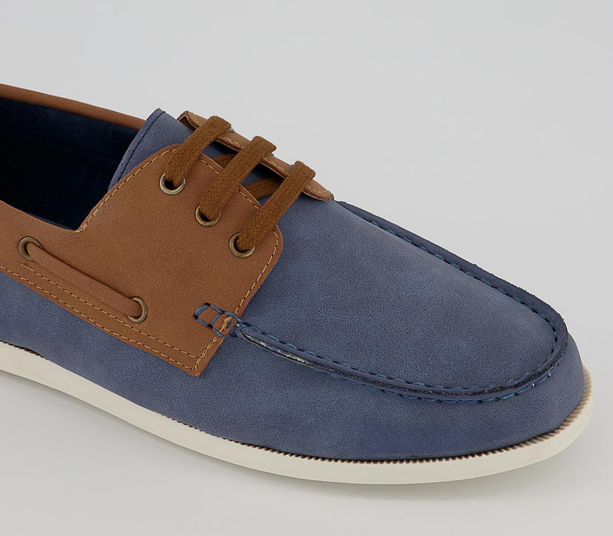 OFFICE Cree Boat Shoes Navy Brown - Boat Shoes