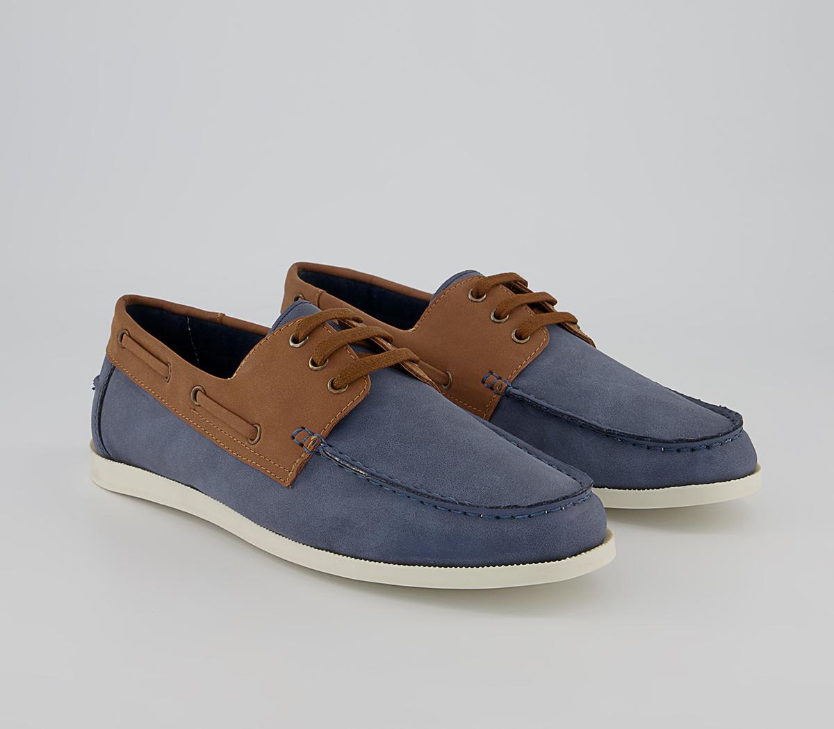 OFFICE Cree Boat Shoes Navy Brown - Boat Shoes