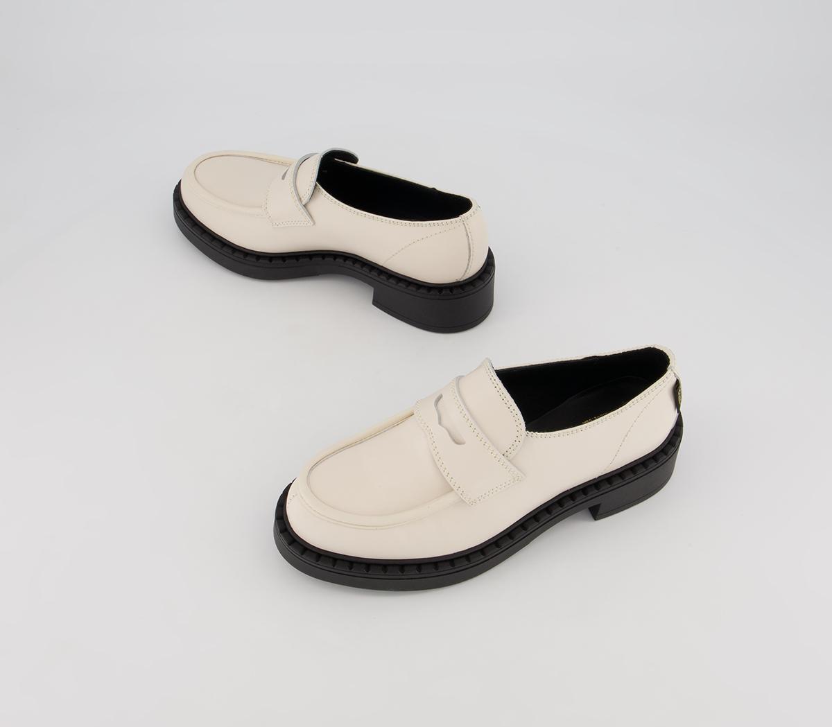 G.H Bass & Co Albany II Saddle Loafers White Leather W Black - Flat ...