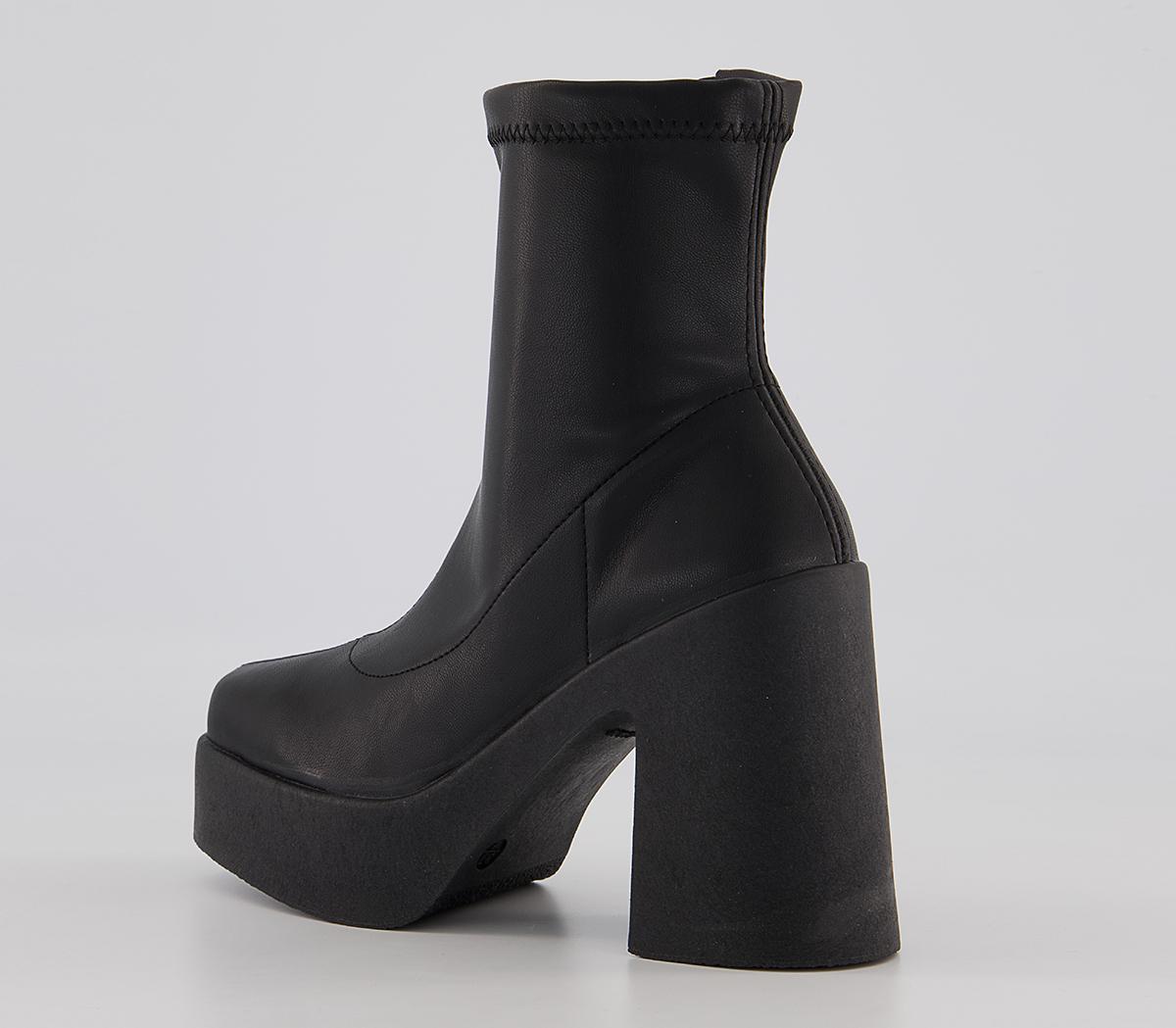 OFFICE Amenna Platform Zip-Up Sock Heeled Boots Black - Women's Ankle Boots