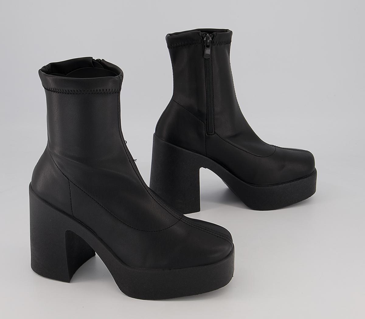 Office Amenna Platform Zip-Up Sock Heeled Boots Office Amenna Platform Zip-Up Sock Heeled Boots Black