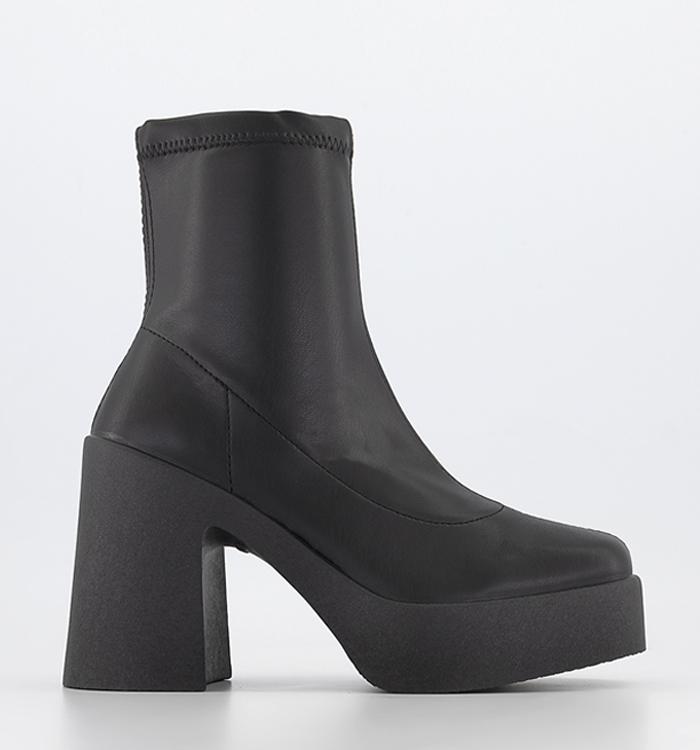 Office Amenna Platform Zip-Up Sock Heeled Boots Black