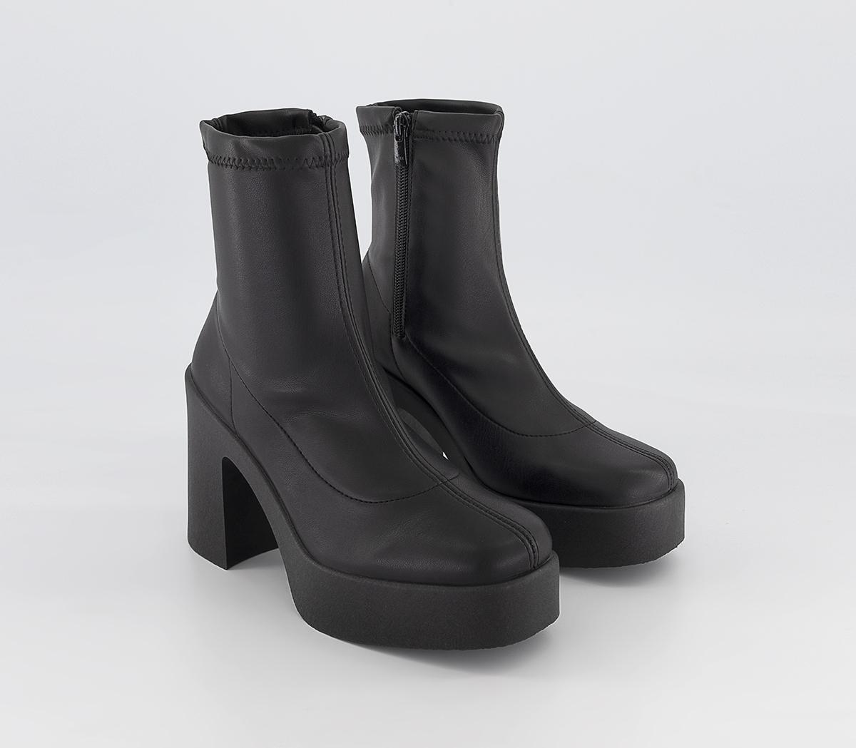 OFFICE Amenna Platform Zip-Up Sock Heeled Boots Black - Women's Ankle Boots