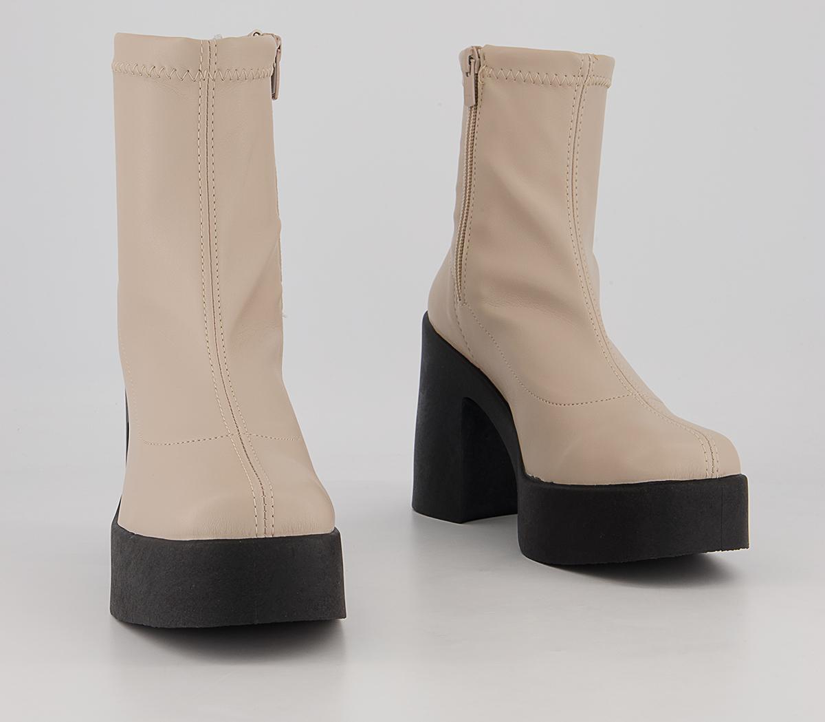 Office Amenna Platform Sock Heeled Ankle Boots Office Amenna Platform Sock Heeled Ankle Boots Off White
