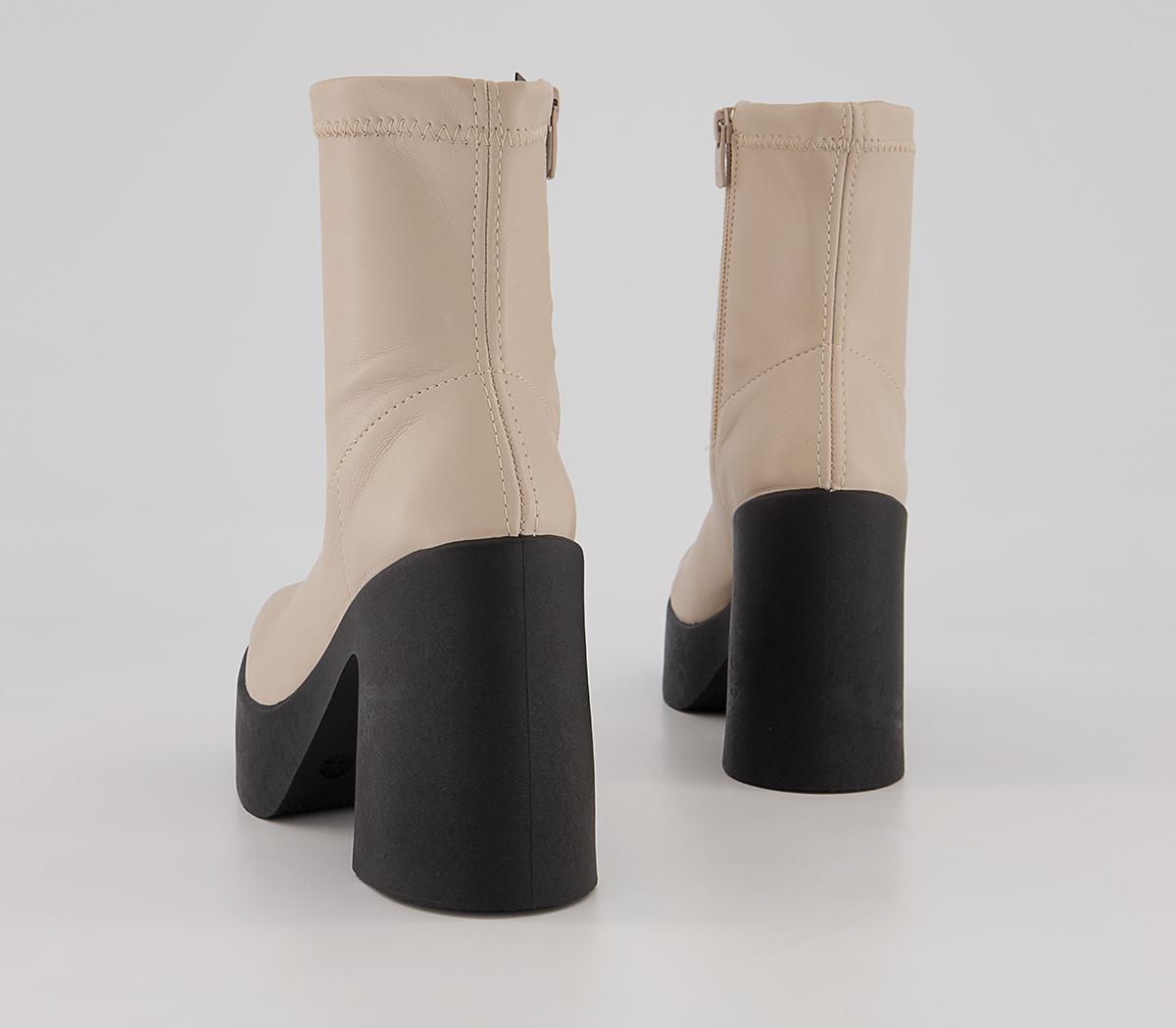 Office Amenna Platform Sock Heeled Ankle Boots Office Amenna Platform Sock Heeled Ankle Boots Off White