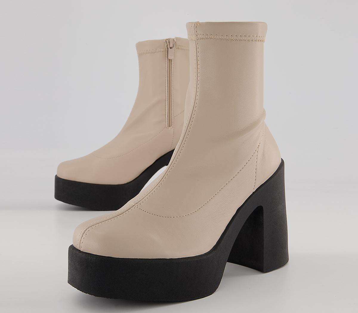 Office Amenna Platform Sock Heeled Ankle Boots Office Amenna Platform Sock Heeled Ankle Boots Off White