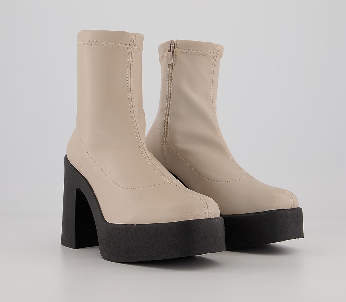 Office Amenna Platform Sock Heeled Ankle Boots Office Amenna Platform Sock Heeled Ankle Boots Off White