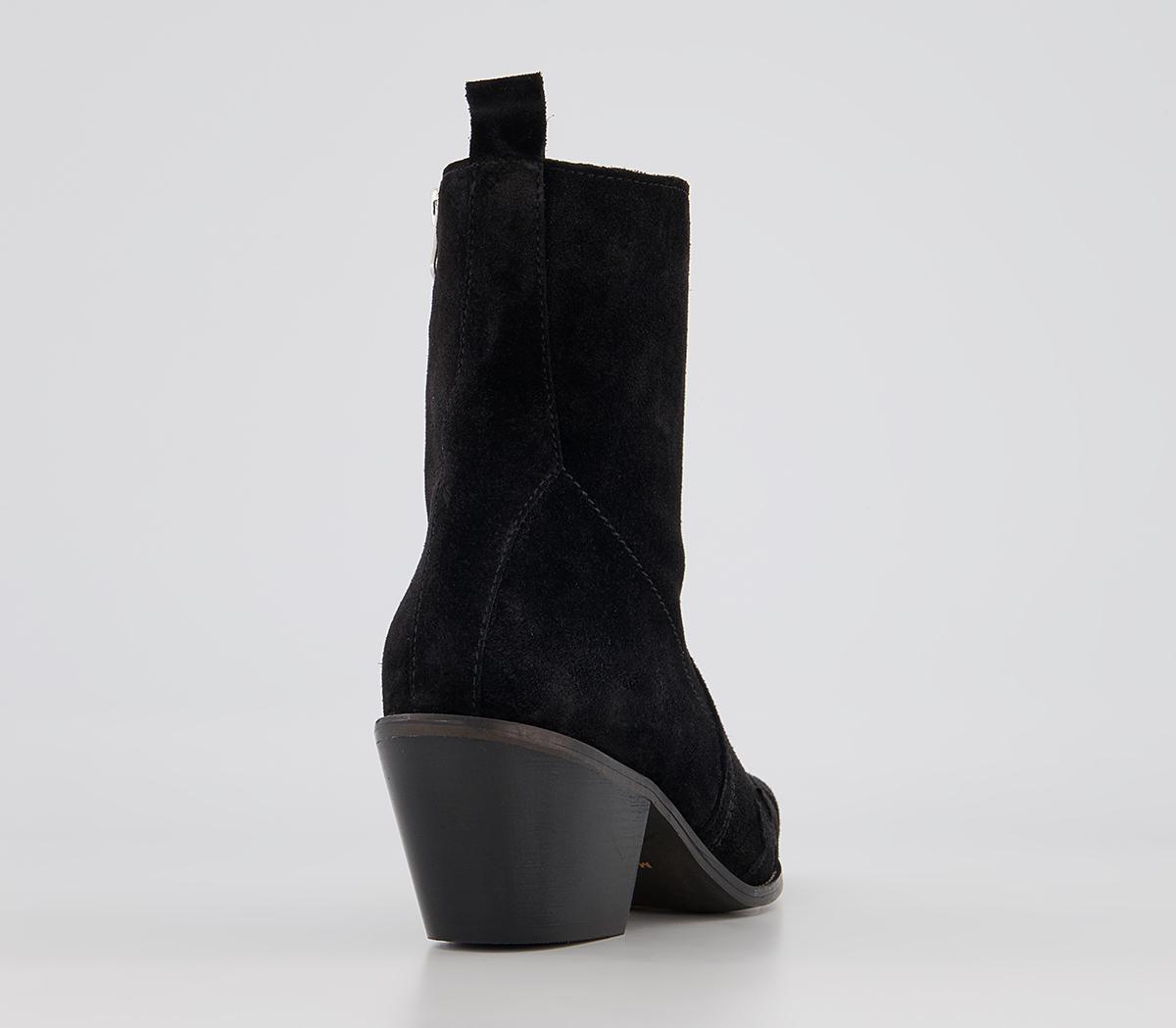Office Albuquerque Western Heeled Ankle Boots Office Albuquerque Western Heeled Ankle Boots Black Suede
