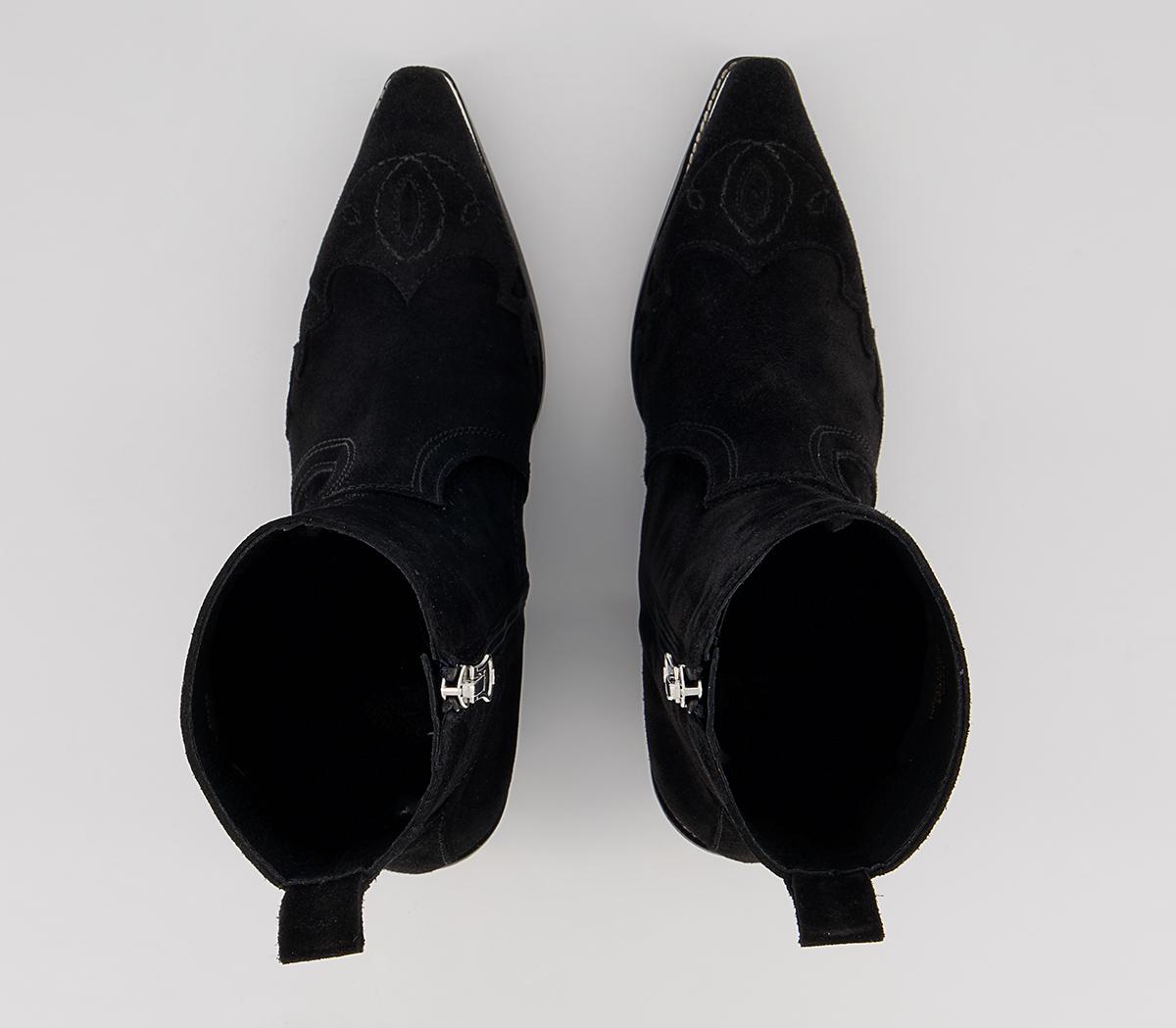Office Albuquerque Western Heeled Ankle Boots Office Albuquerque Western Heeled Ankle Boots Black Suede