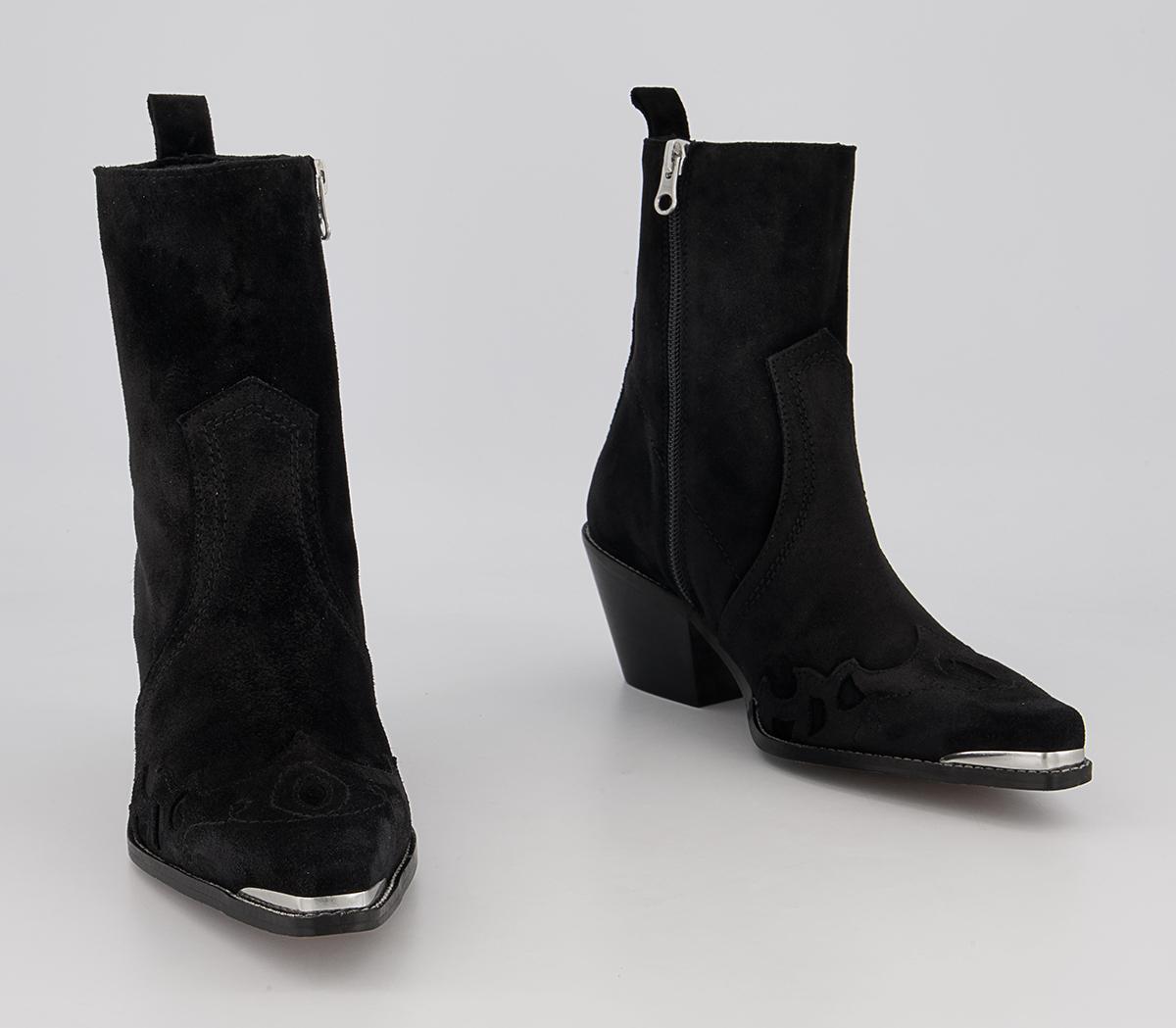 Office Albuquerque Western Heeled Ankle Boots Office Albuquerque Western Heeled Ankle Boots Black Suede