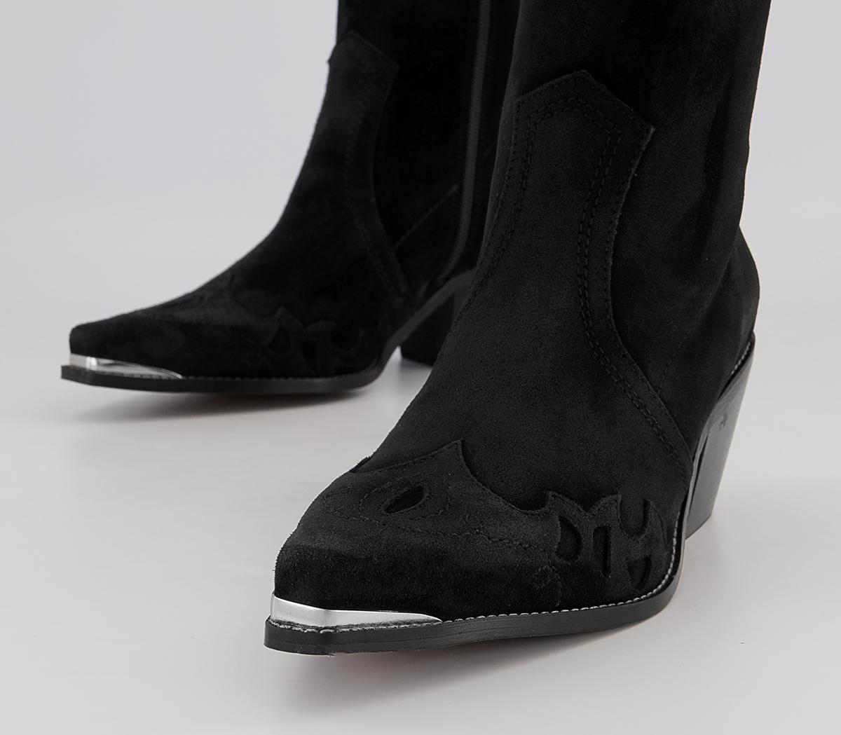 Office Albuquerque Western Heeled Ankle Boots Office Albuquerque Western Heeled Ankle Boots Black Suede