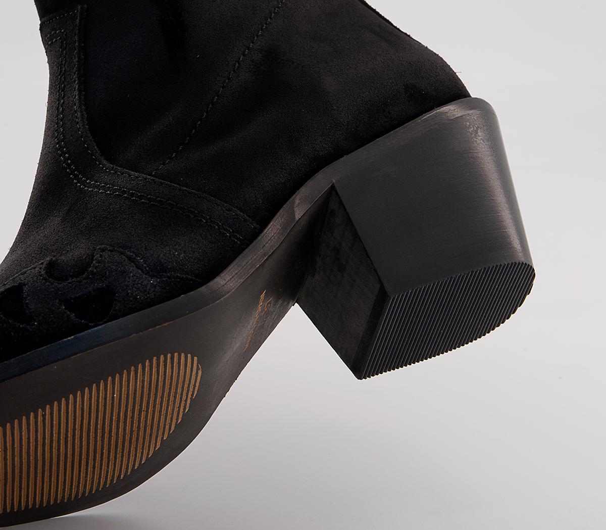 Office Albuquerque Western Heeled Ankle Boots Office Albuquerque Western Heeled Ankle Boots Black Suede