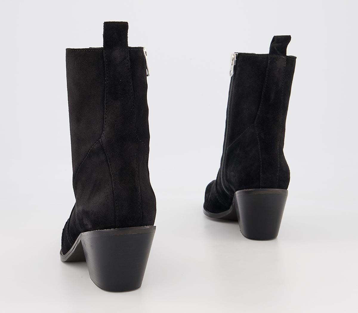 Office Albuquerque Western Heeled Ankle Boots Office Albuquerque Western Heeled Ankle Boots Black Suede