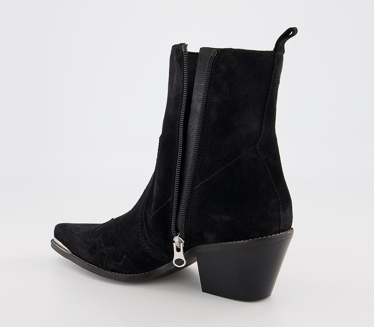 Office Albuquerque Western Heeled Ankle Boots Office Albuquerque Western Heeled Ankle Boots Black Suede