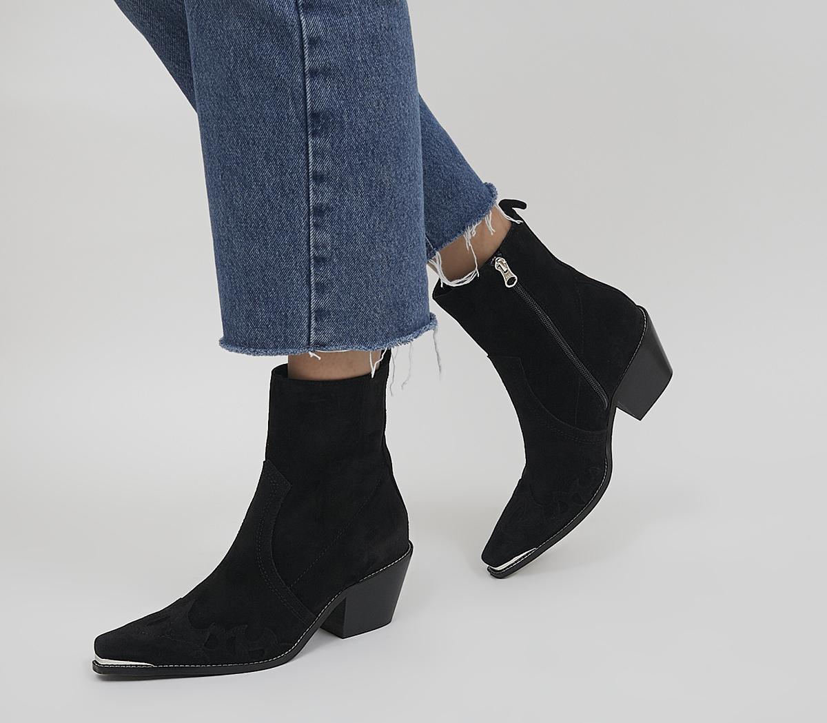 OFFICEAlbuquerque Western Heeled Ankle BootsBlack Suede