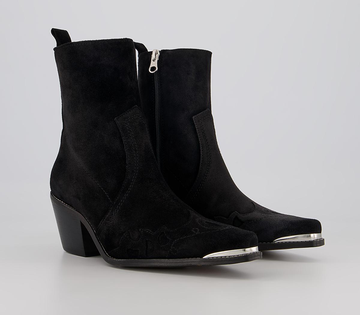 Office Albuquerque Western Heeled Ankle Boots Office Albuquerque Western Heeled Ankle Boots Black Suede