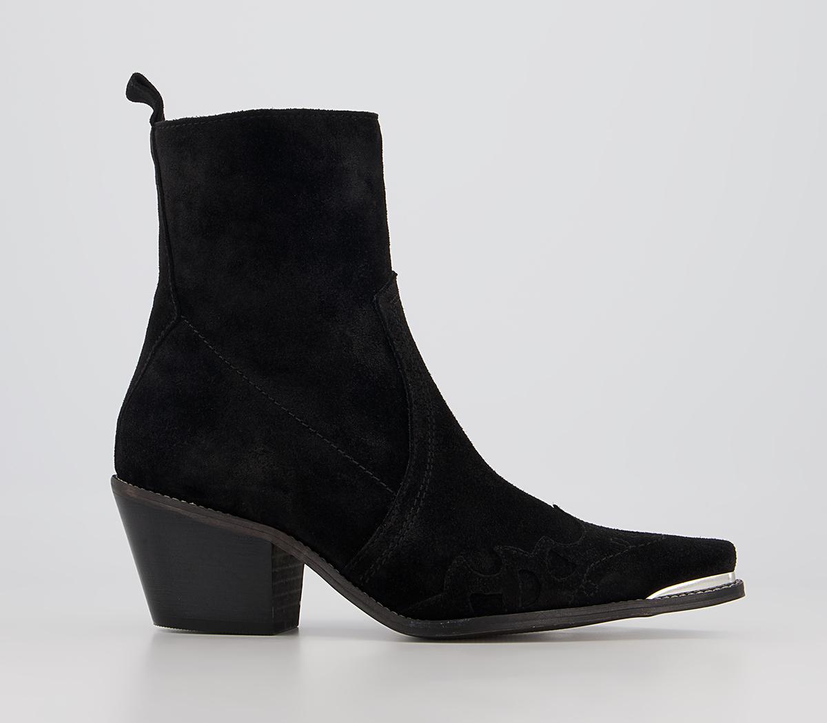 Office Albuquerque Western Heeled Ankle Boots Office Albuquerque Western Heeled Ankle Boots Black Suede