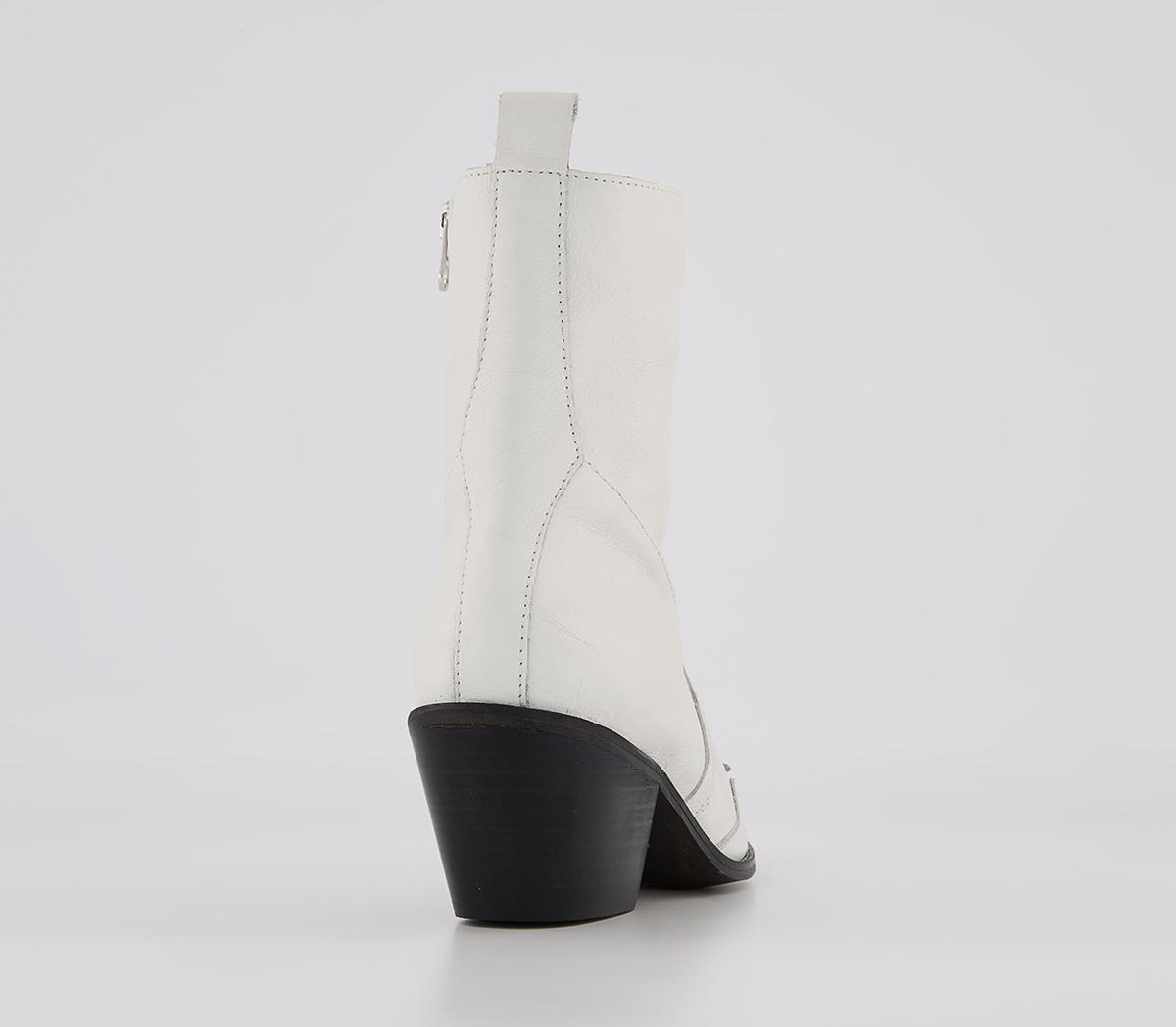 Office Albuquerque Western Heeled Ankle Boots Office Albuquerque Western Heeled Ankle Boots White Leather