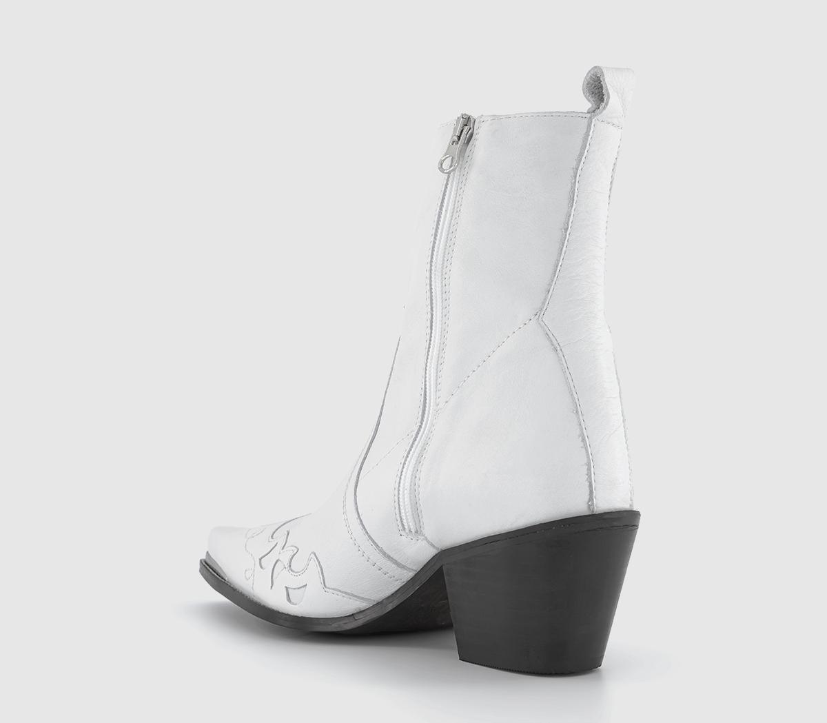 OFFICEAlbuquerque Western Heeled Ankle BootsWhite Leather
