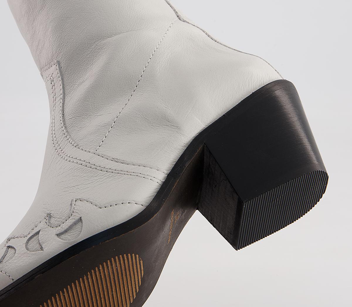 Office Albuquerque Western Heeled Ankle Boots Office Albuquerque Western Heeled Ankle Boots White Leather