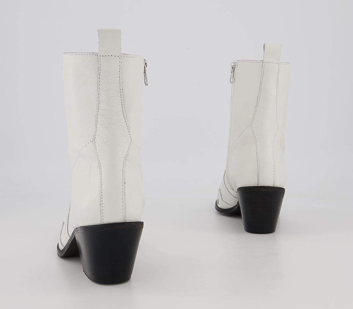 Office Albuquerque Western Heeled Ankle Boots Office Albuquerque Western Heeled Ankle Boots White Leather