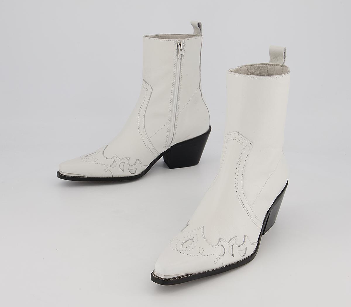 Albuquerque Western Heeled Ankle Boots
White Leather
