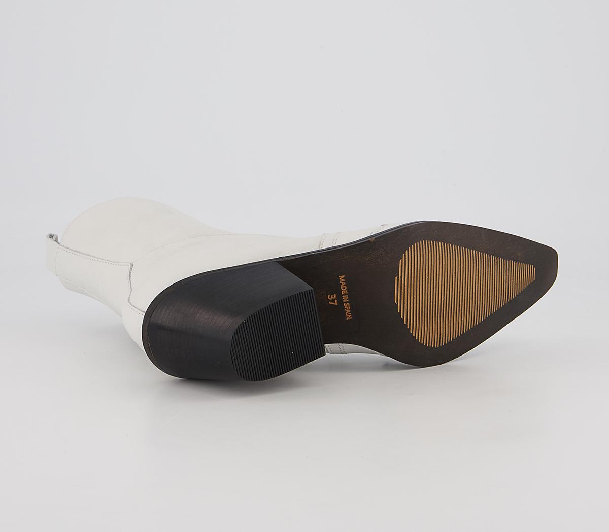 Office Albuquerque Western Heeled Ankle Boots Office Albuquerque Western Heeled Ankle Boots White Leather