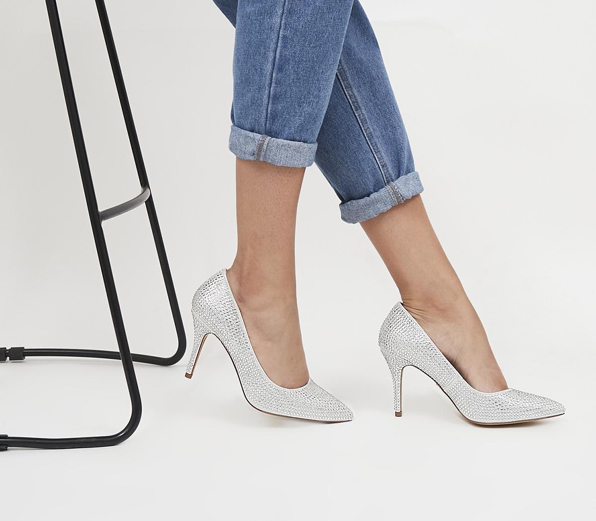 Office shoes shop silver heels