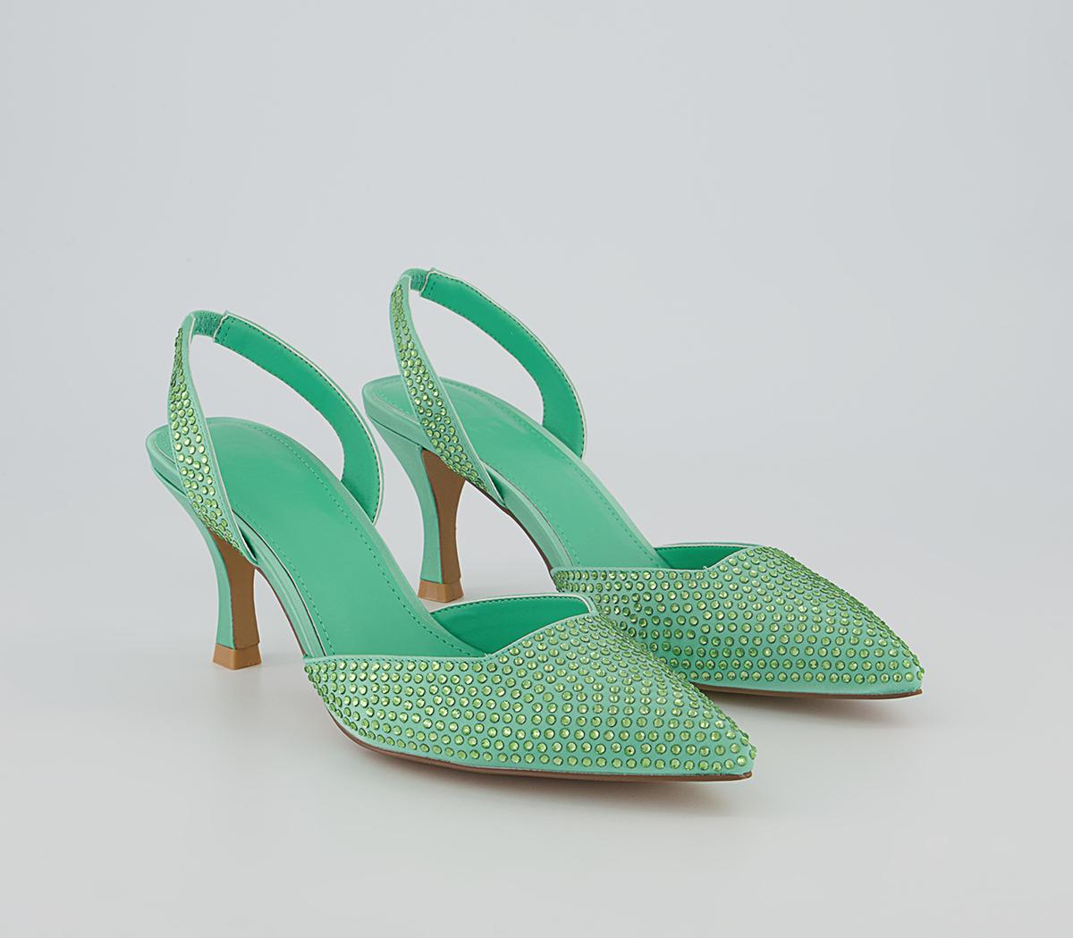 Office Maz Embellished Sling Back Court Heels Office Maz Embellished Sling Back Court Heels Green