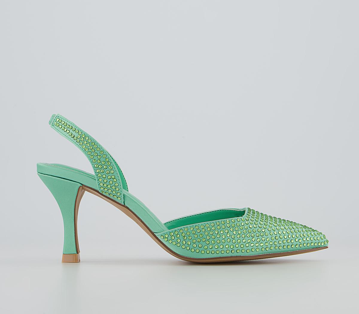 OFFICE Maz Embellished Sling Back Court Heels Green - Heels