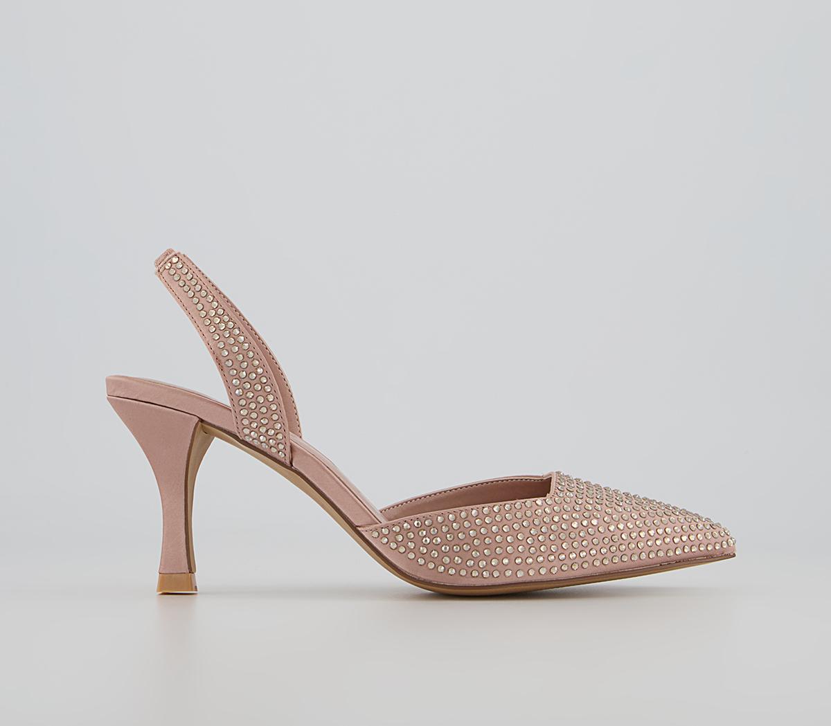 OfficeMaz Embellished Sling Back Court Heels OfficeMaz Embellished Sling Back Court HeelsNude