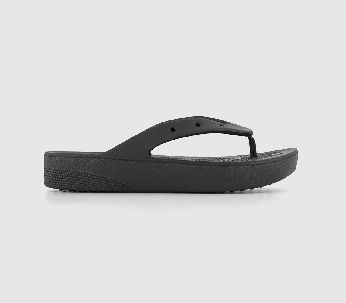 Crocs classic platform flip sandals in black