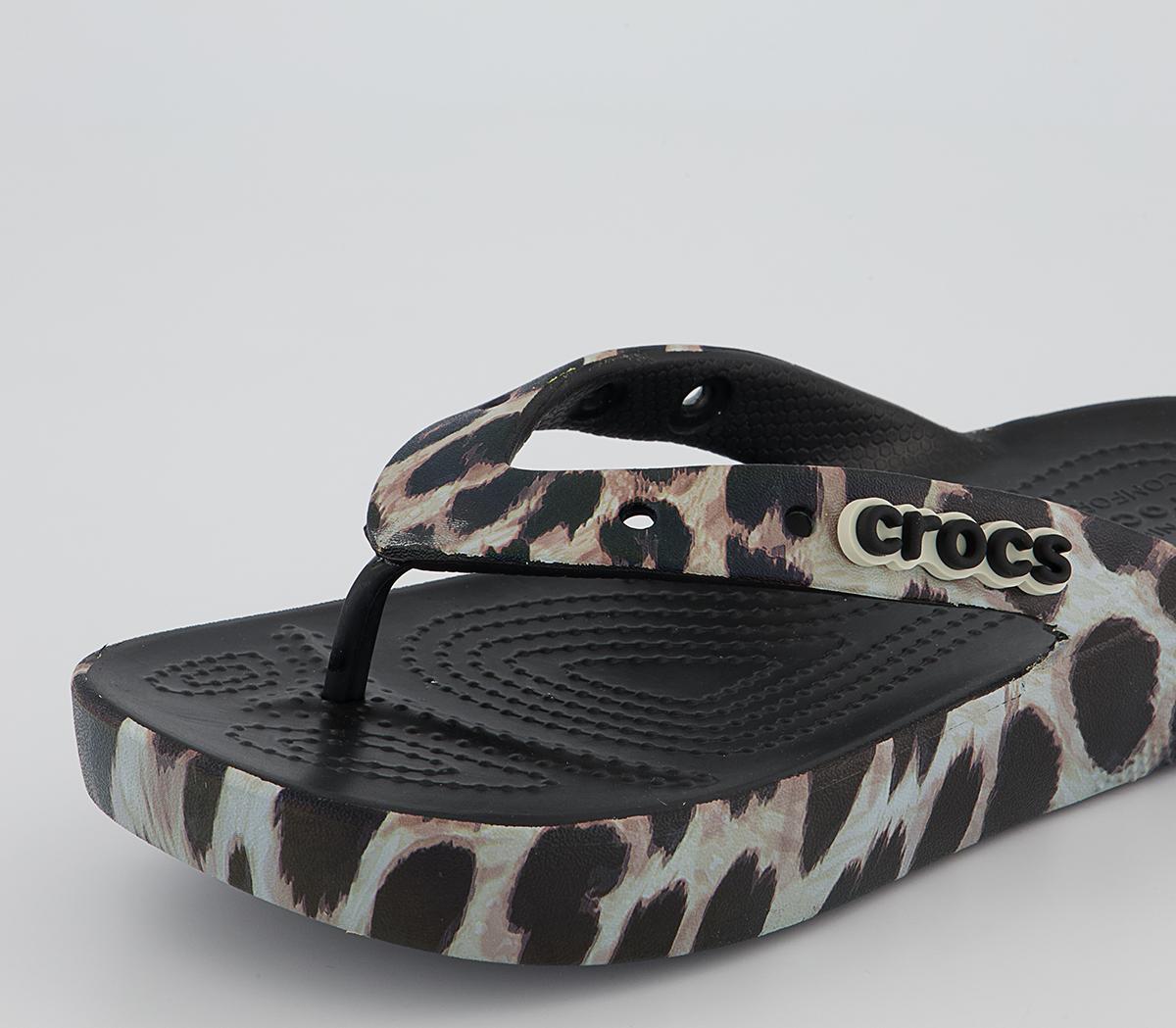 Crocs Classic Platform Flip Flops Crocs Classic Platform Flip Flops Black Leopard
