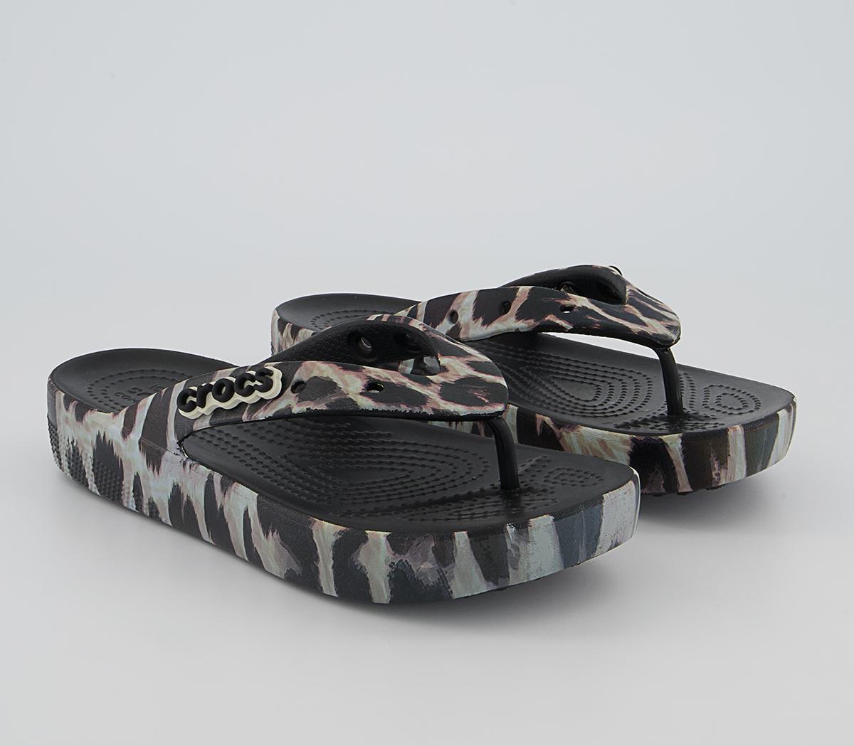 Crocs Classic Platform Flip Flops Crocs Classic Platform Flip Flops Black Leopard