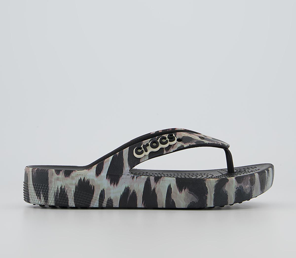 Crocs Classic Platform Flip Flops Crocs Classic Platform Flip Flops Black Leopard