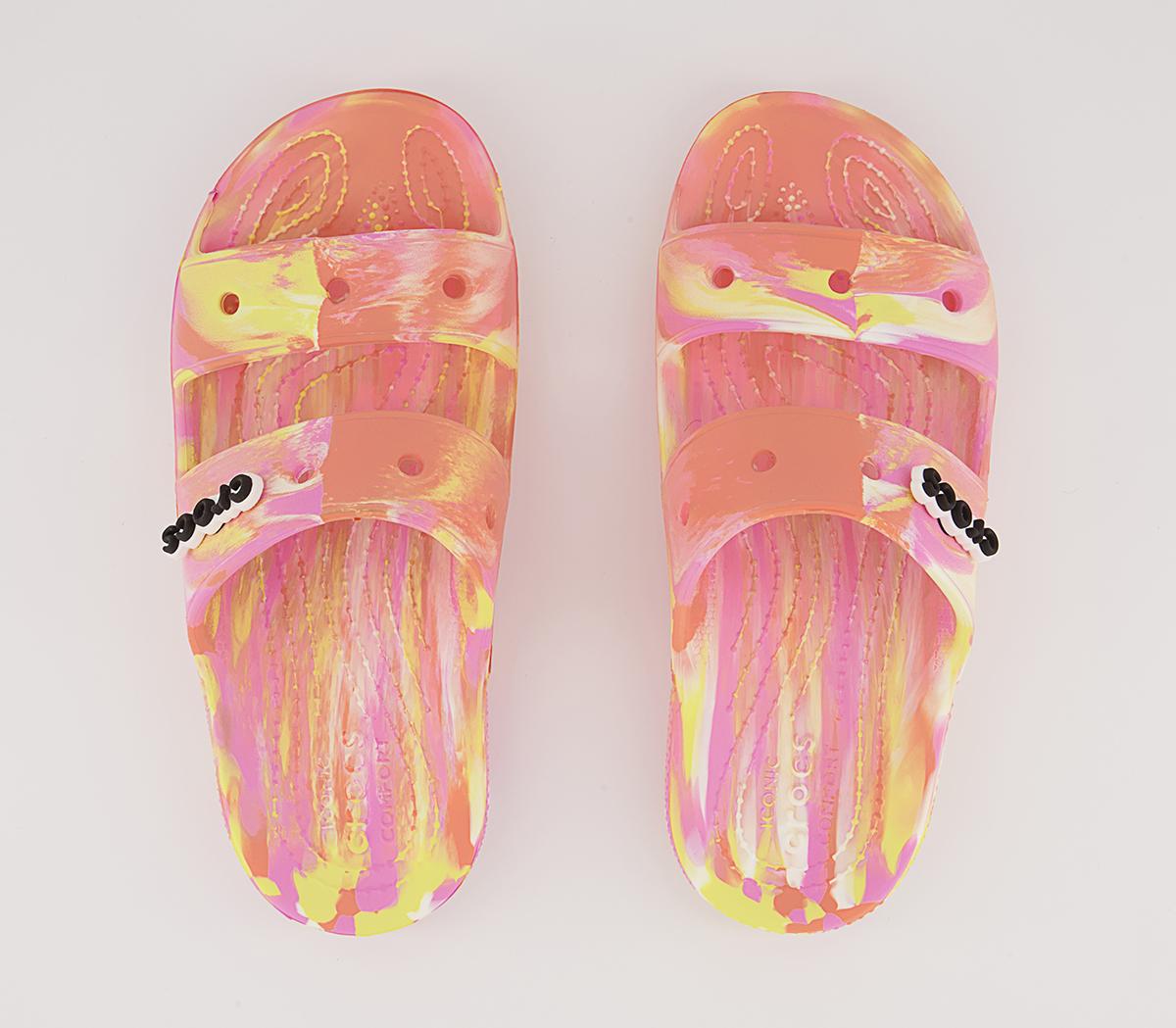 Crocs Classic 2 Strap Sandals Crocs Classic 2 Strap Sandals Papaya Multi Marble
